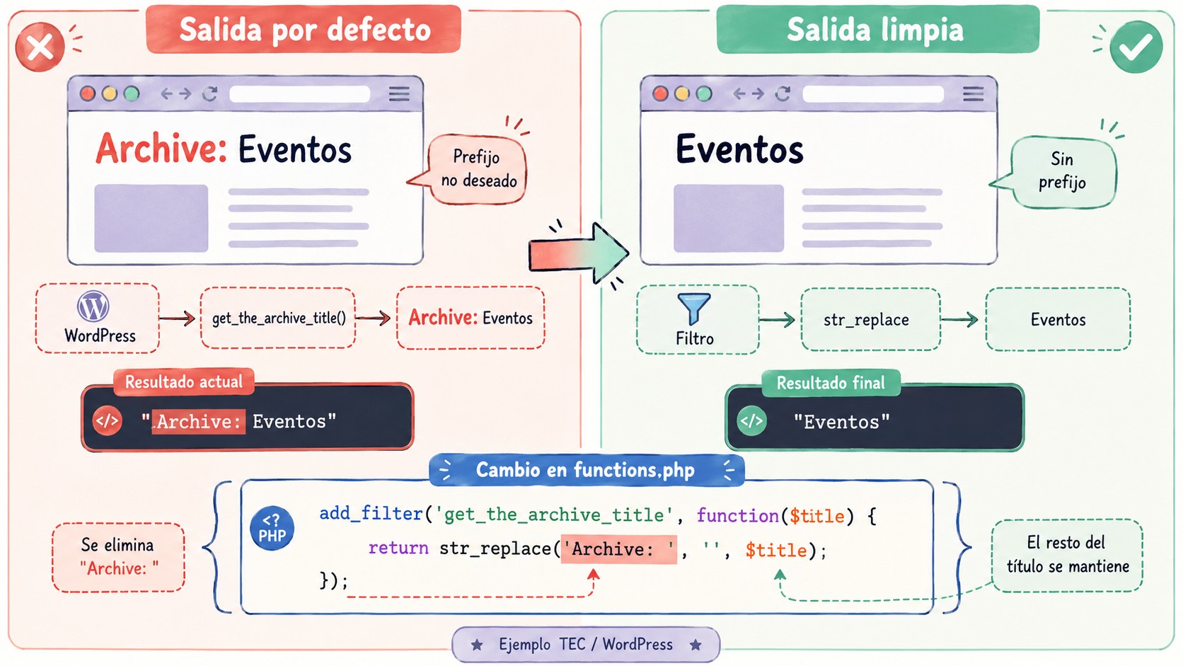 eliminar archive títulos wordpress diagrama explicativo