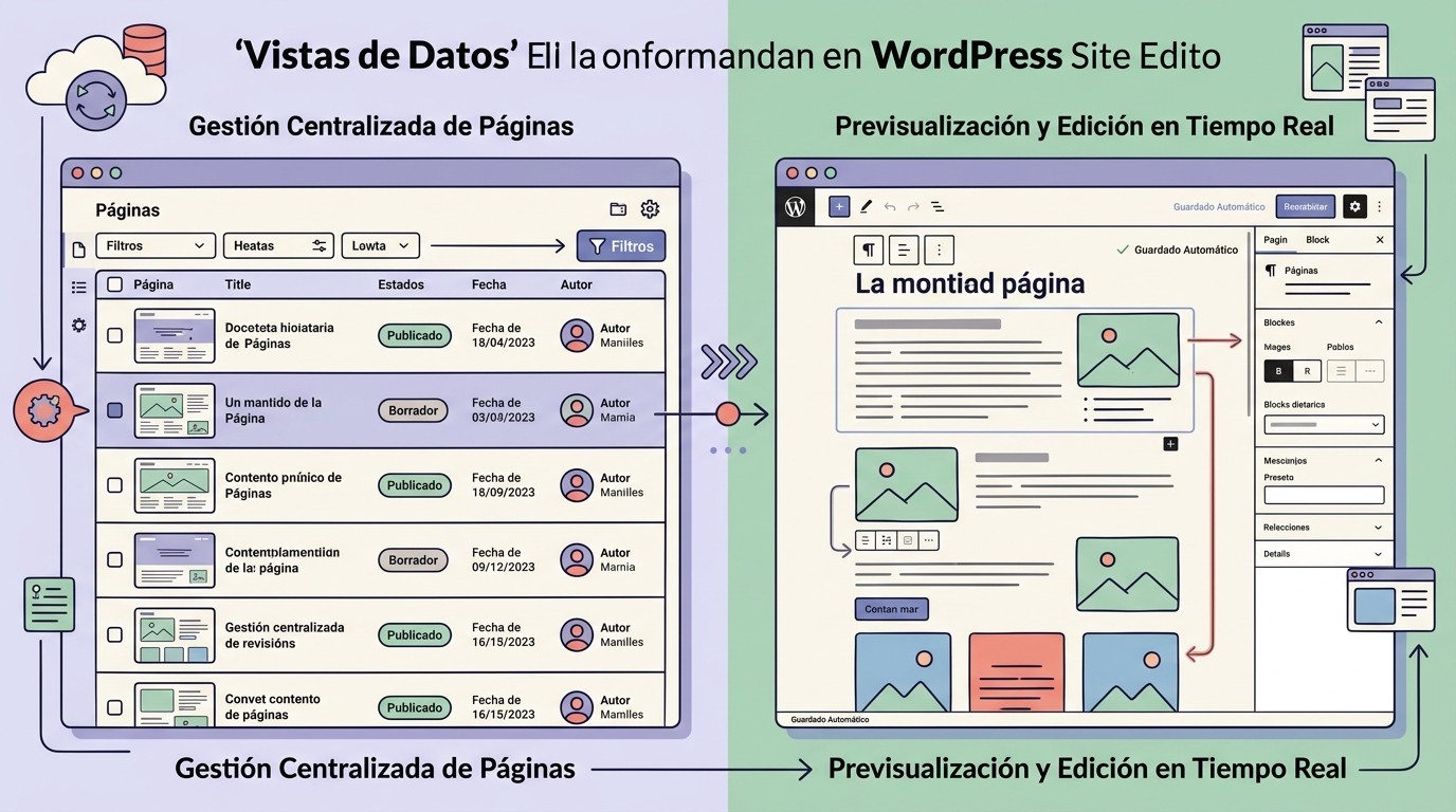 páginas centralizadas wordpress diagrama explicativo