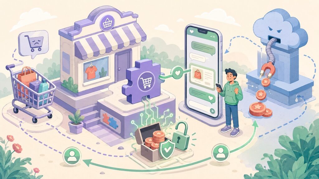 I built a free open source plugin to recover abandoned carts via WhatsApp – no SaaS fees, you own your WABA - ilustracion