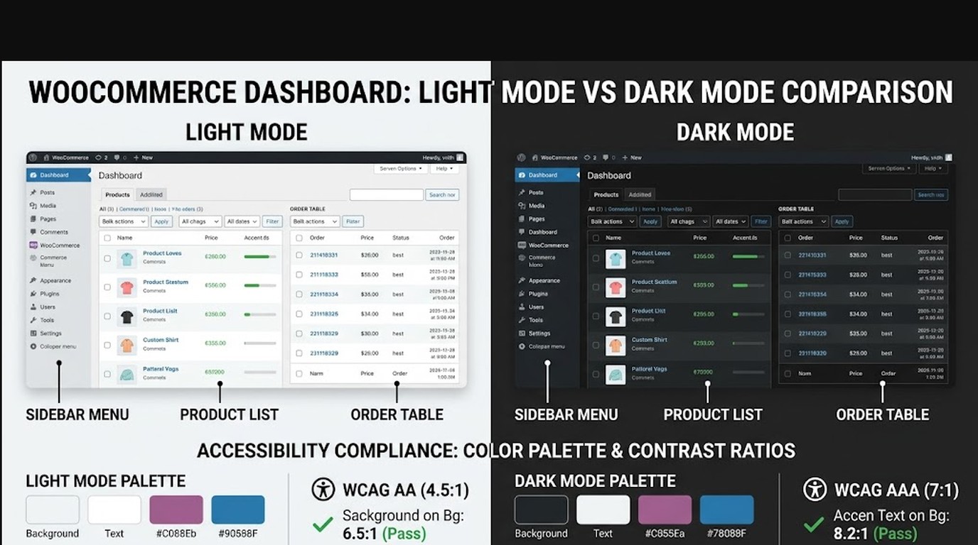 plugin dark mode woocommerce diagrama explicativo