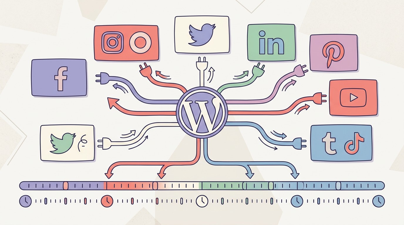 Plugins para publicar automático en redes sociales 1 plugin wordpress publicar automático redes sociales diagrama explicativo
