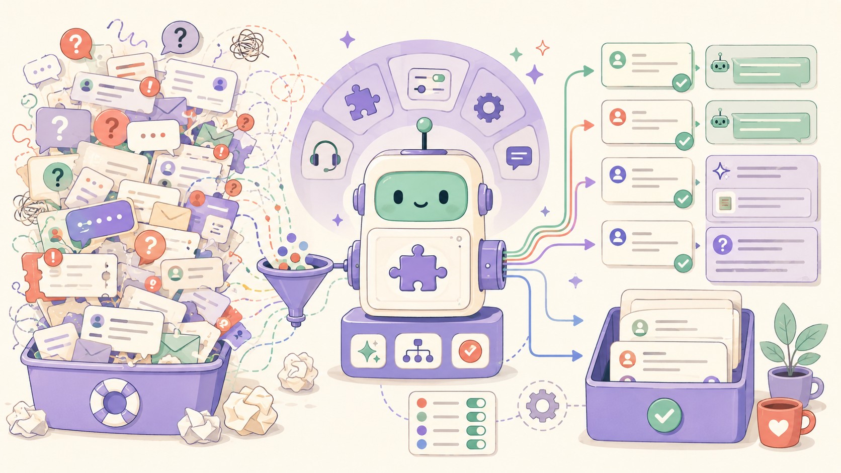 [Discussion] My client's support inbox is a disaster. Is there any plugin that can handle basic questions automatically? - ilustracion