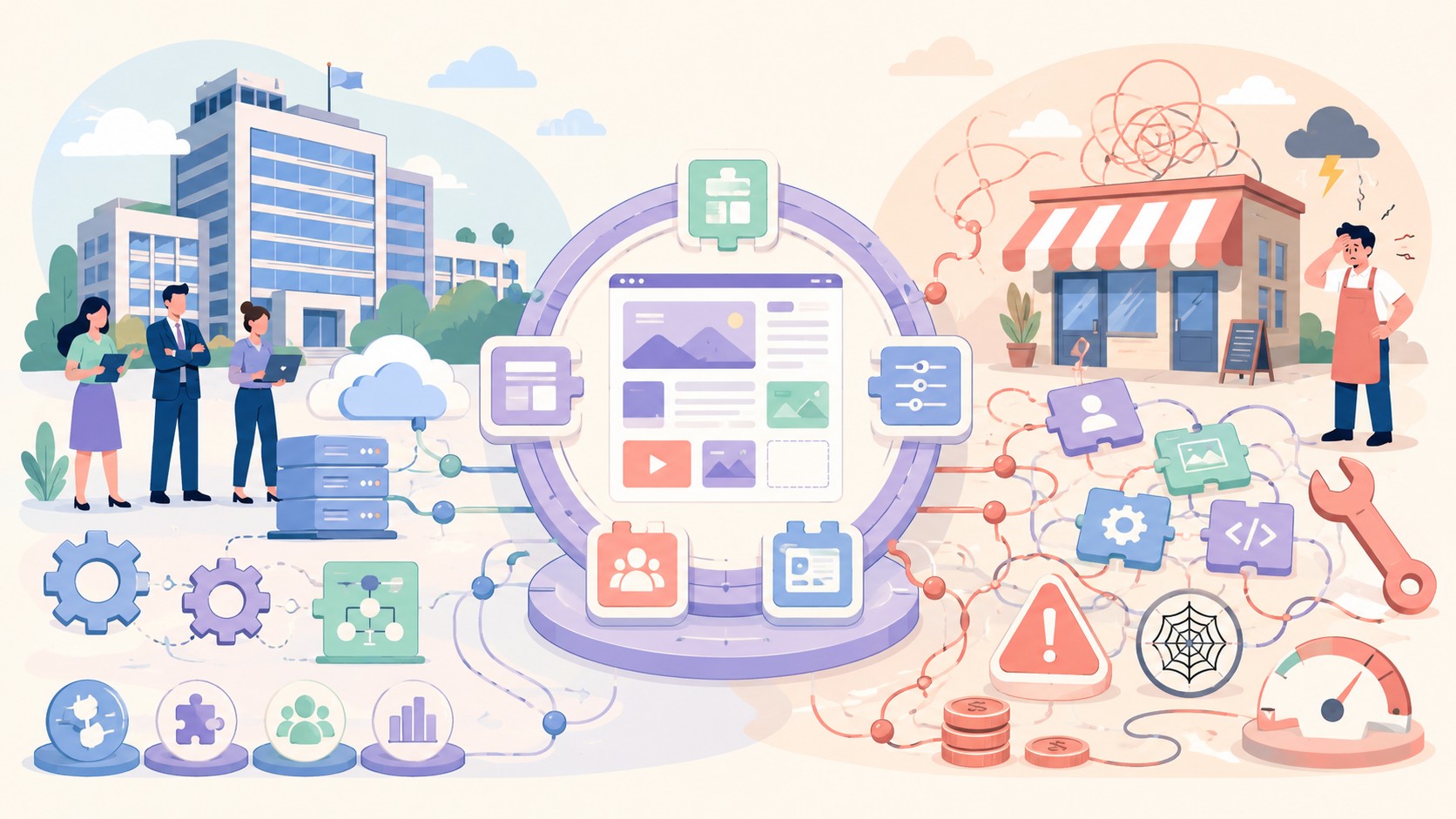 Have you ever thought why enterprises trust WordPress, but SMBs usually criticize. - ilustracion
