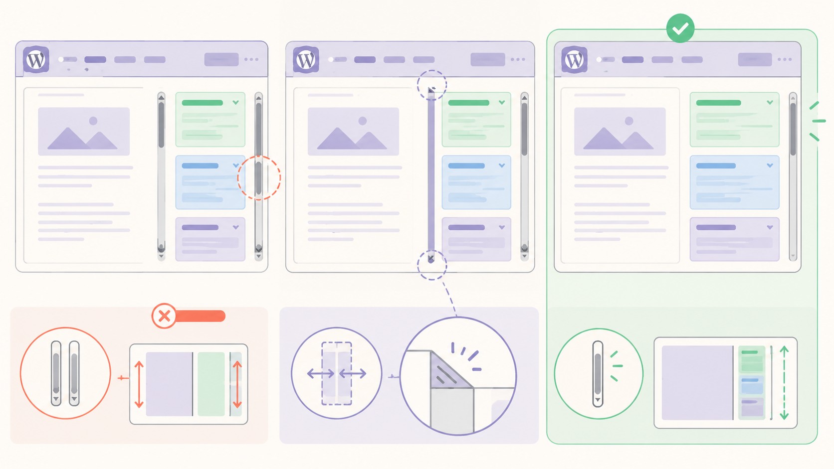 restaurar scrollbar editor wordpress acf diagrama explicativo