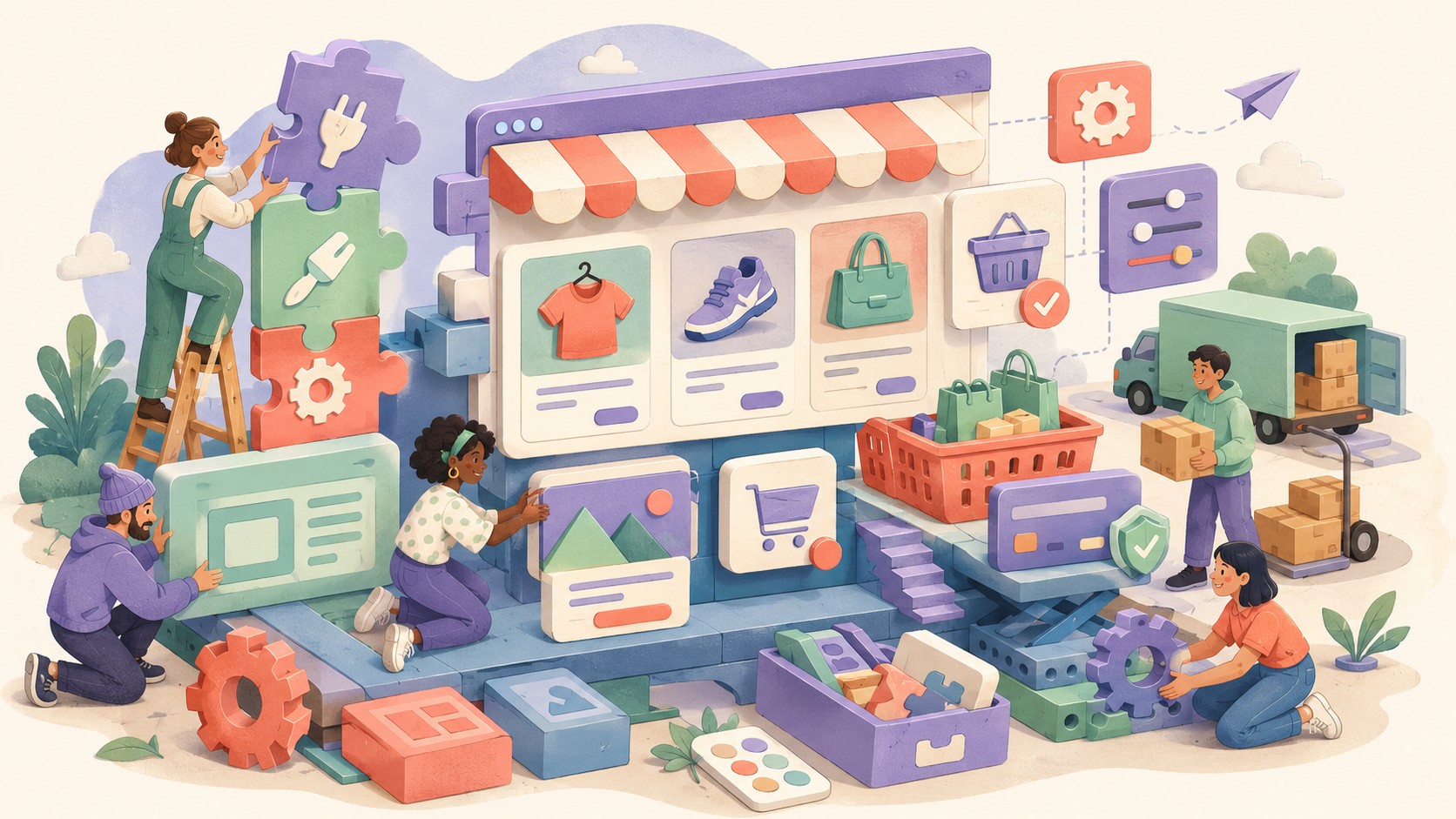 I want to build a new website using wordpress for e-commerce - ilustracion