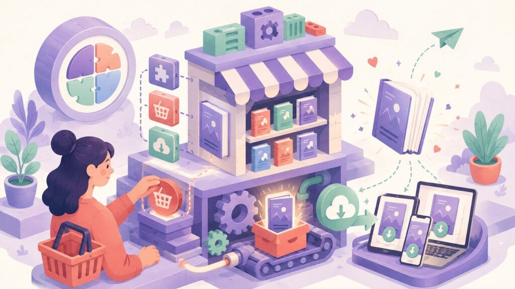 Ebook instant sale through wp - ilustracion