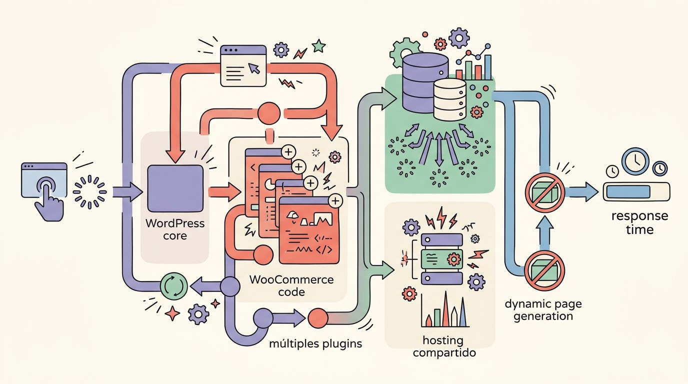 woocommerce lento diagrama explicativo