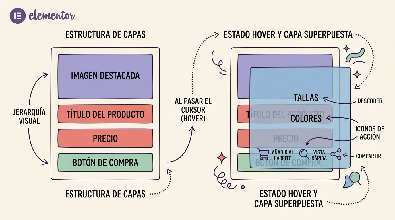 Cómo editar la tarjeta de producto en Elementor Pro 1 editar tarjeta producto elementor diagrama explicativo