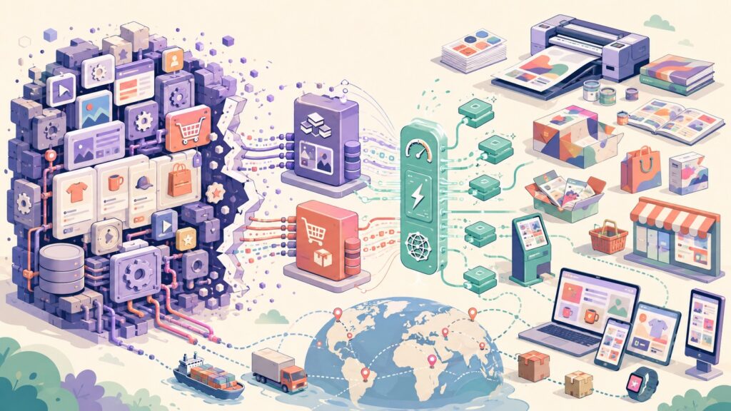 Just saw a breakdown of a huge WordPress migration/optimization for a global printing company. Structural decoupling is nuts - ilustracion