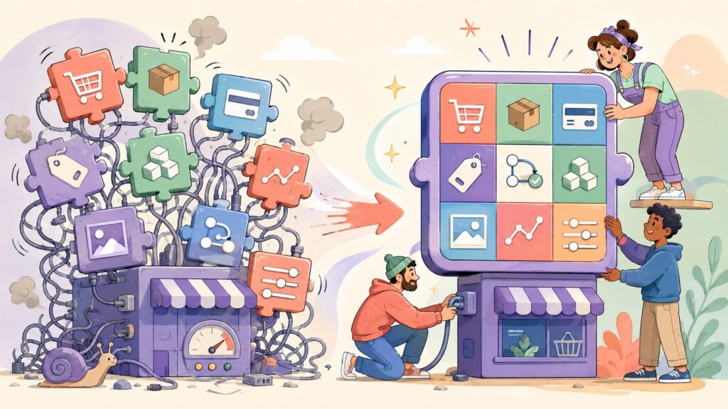 Plugins consolidados WooCommerce: menos peso, misma tienda