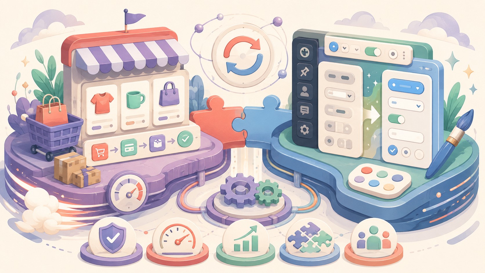 @woocommerce: WooCommerce 10.8 is here: stable, faster, and built for WordPress 7.0. WordPress 7.0 changes how buttons, dropdowns, and form controls look in the admin, so update both together - ilustracion