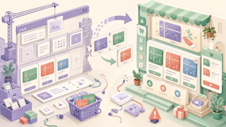 Should I switch from Blocksy to a premium WooCommerce theme mid-build? (Digital gift card store) - ilustracion