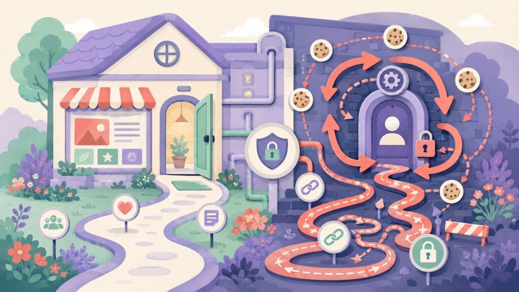 WordPress wp-admin infinite redirect loop after login while frontend still works normally - ilustracion