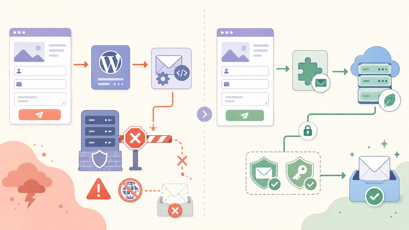 WordPress no envía emails: cómo arreglarlo con SMTP 1 wordpress no envía emails diagrama explicativo