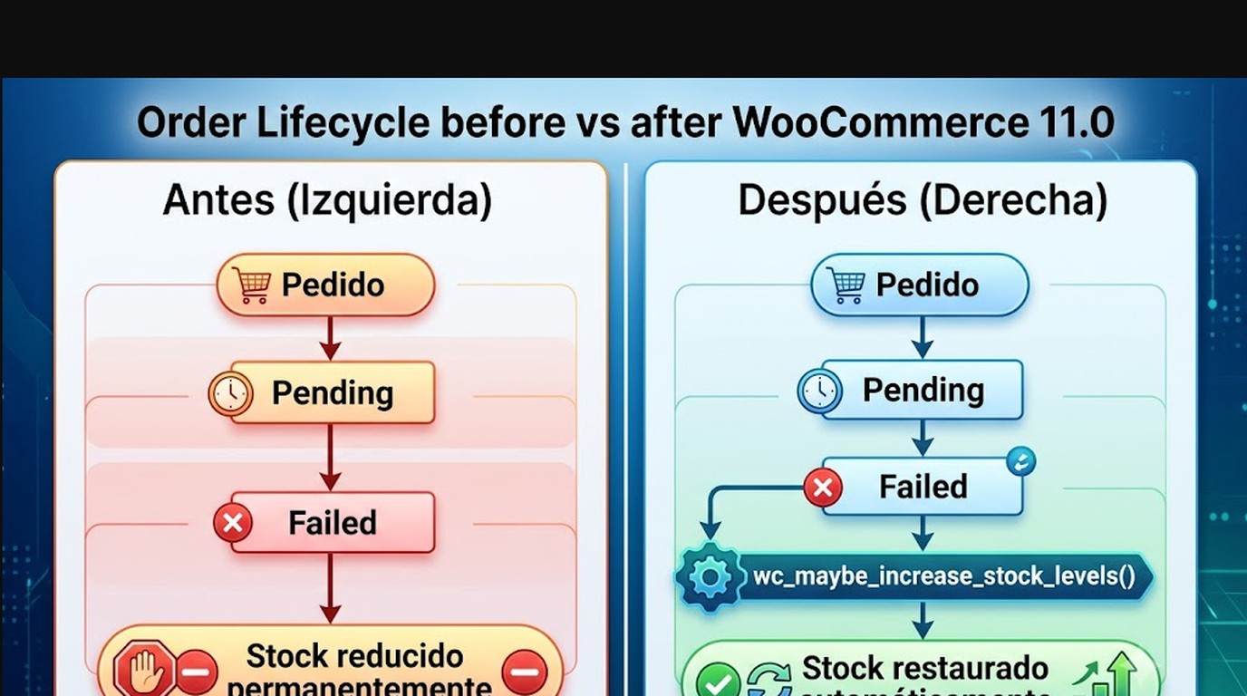 Automatizaciones WooCommerce fallan: el fix de la 11.0 1 automatizaciones woocommerce fallan diagrama explicativo