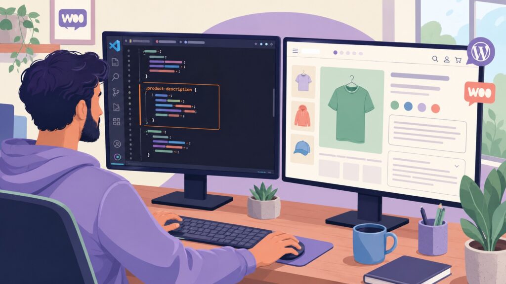 CSS para descripciones de productos en WordPress: guia 2026 — ilustración