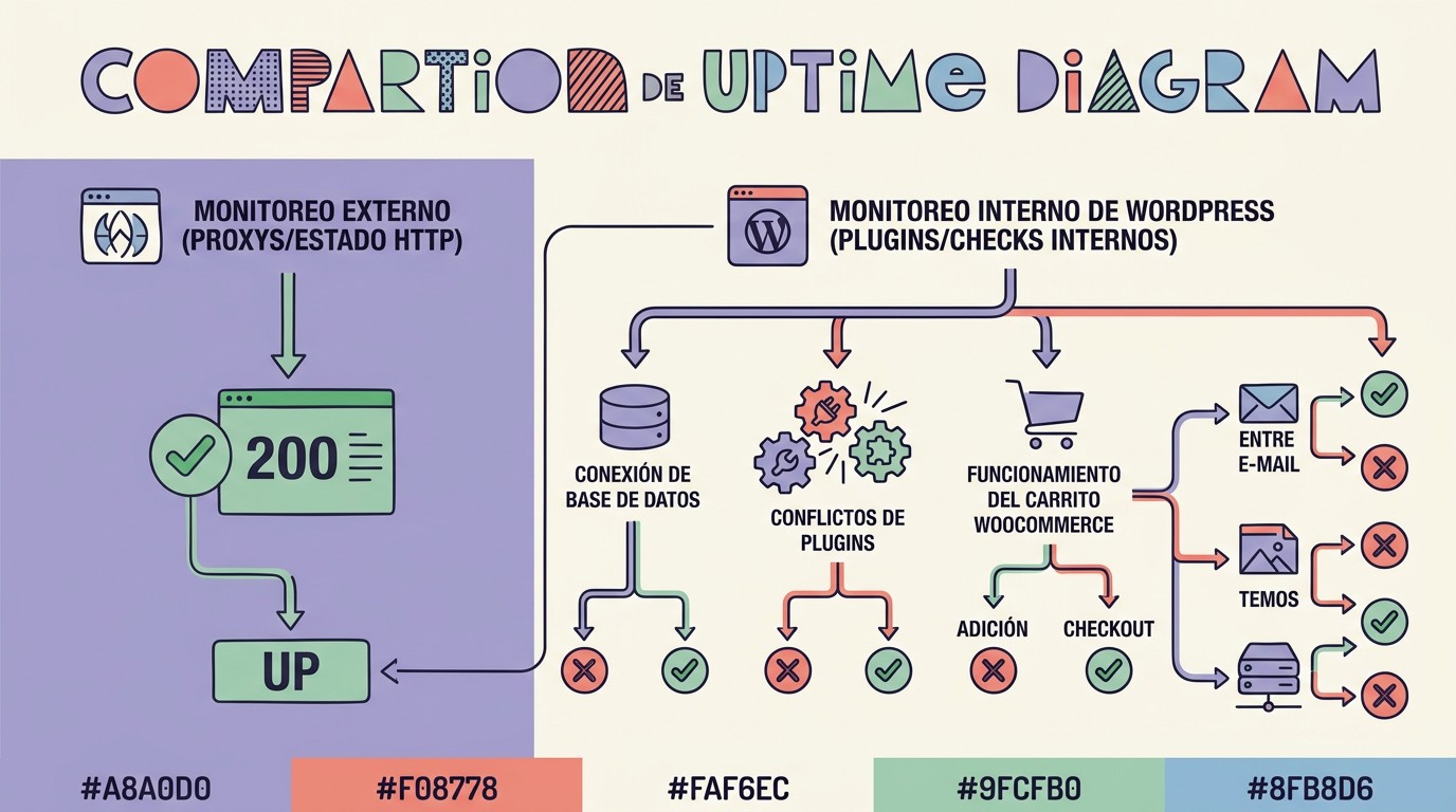 Los fallos de WordPress que tu monitor de uptime no ve 1 plugin detectar fallos wordpress diagrama explicativo