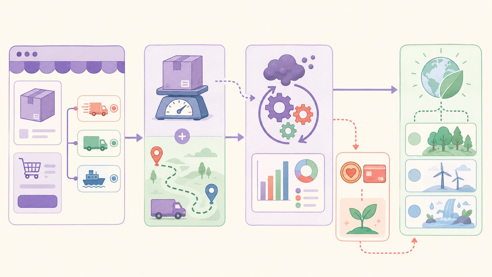 Plugin de reportaje de carbono para WooCommerce: que hace 1 plugin reportaje carbono woocommerce diagrama explicativo