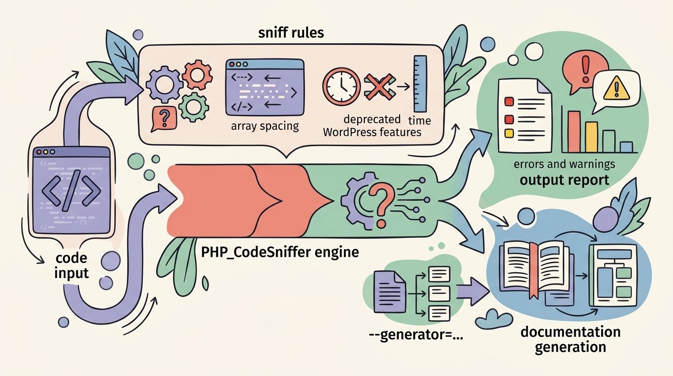 WordPress Coding Standards 3.4.0 diagrama explicativo