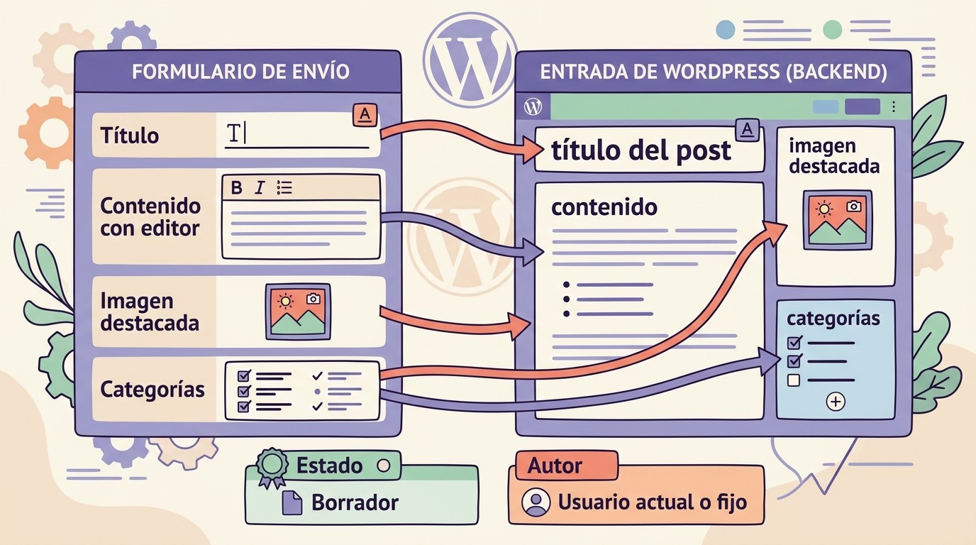 formulario de envío de entradas wordpress diagrama explicativo