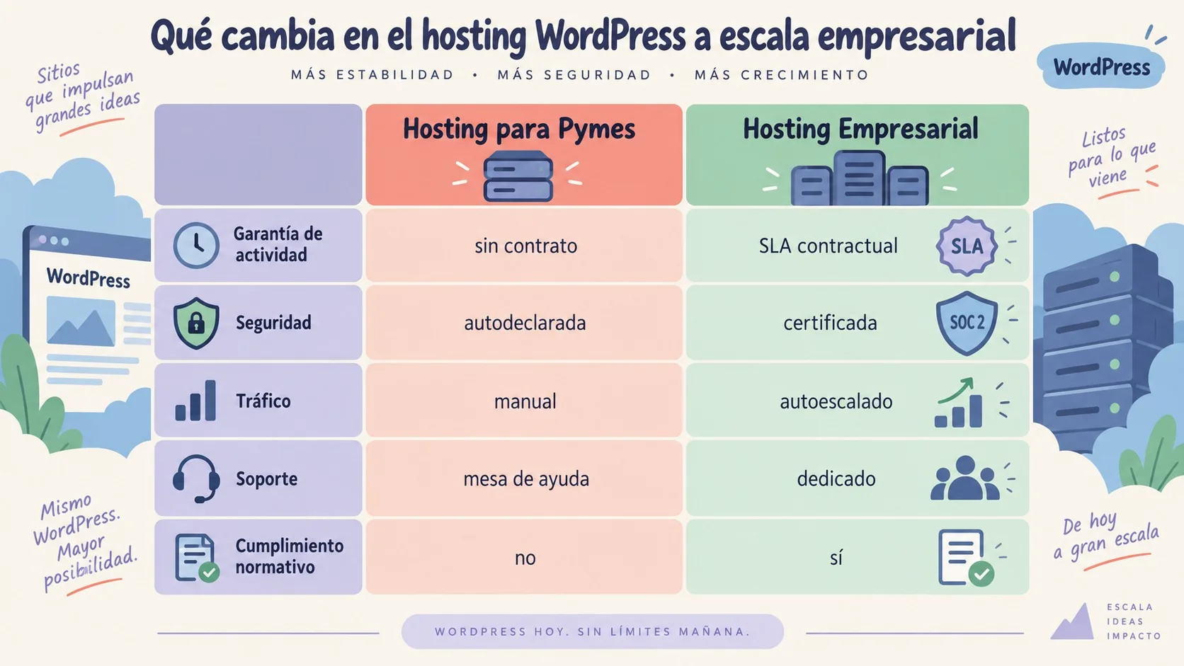 hosting wordpress para empresas diagrama explicativo