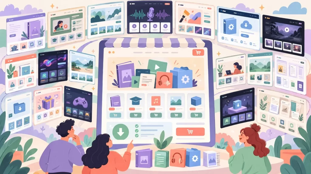 16 temas WordPress para vender productos digitales en 2026 - ilustracion